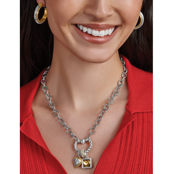 MABEL HEART CHARM HOLDER NECKLACE - SILVER