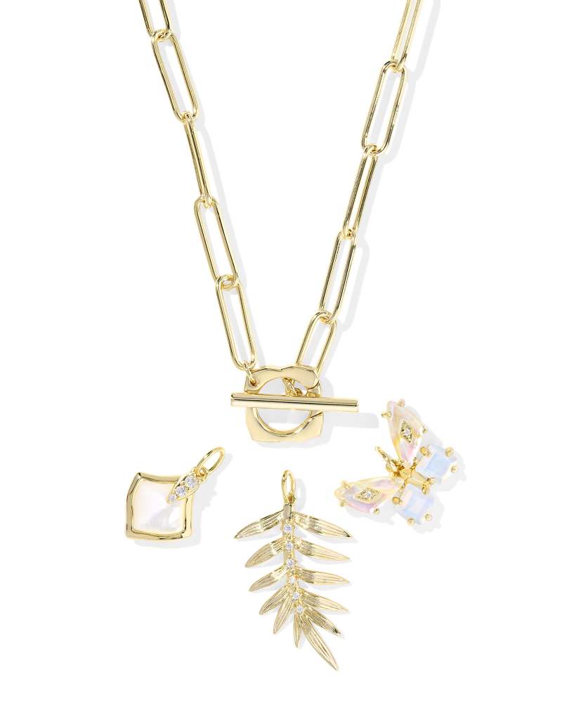 KENDRA SCOTT BIANCA BUTTERFLY CHARM NECKLACE - GOLD IRIDESCENT WHITE MIX