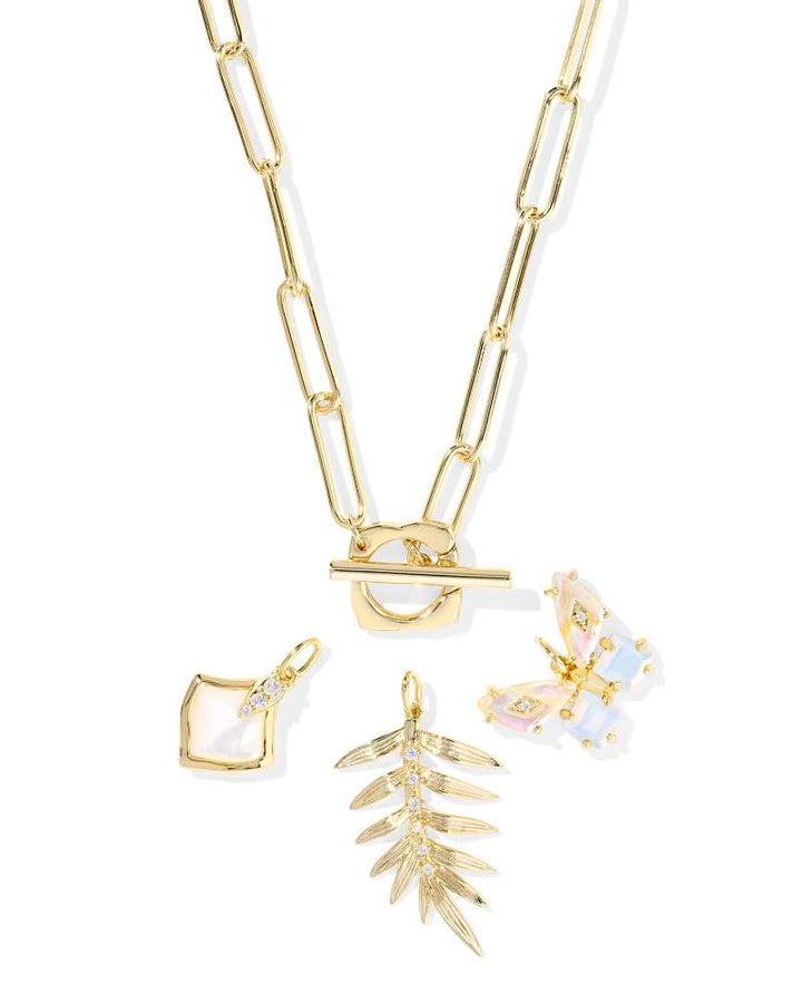 KENDRA SCOTT BIANCA BUTTERFLY CHARM NECKLACE - GOLD IRIDESCENT WHITE MIX