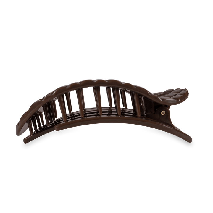 TELETIES LARGE FLAT ROUND HAIR CLIP - TRULY TAUPE QUILTED