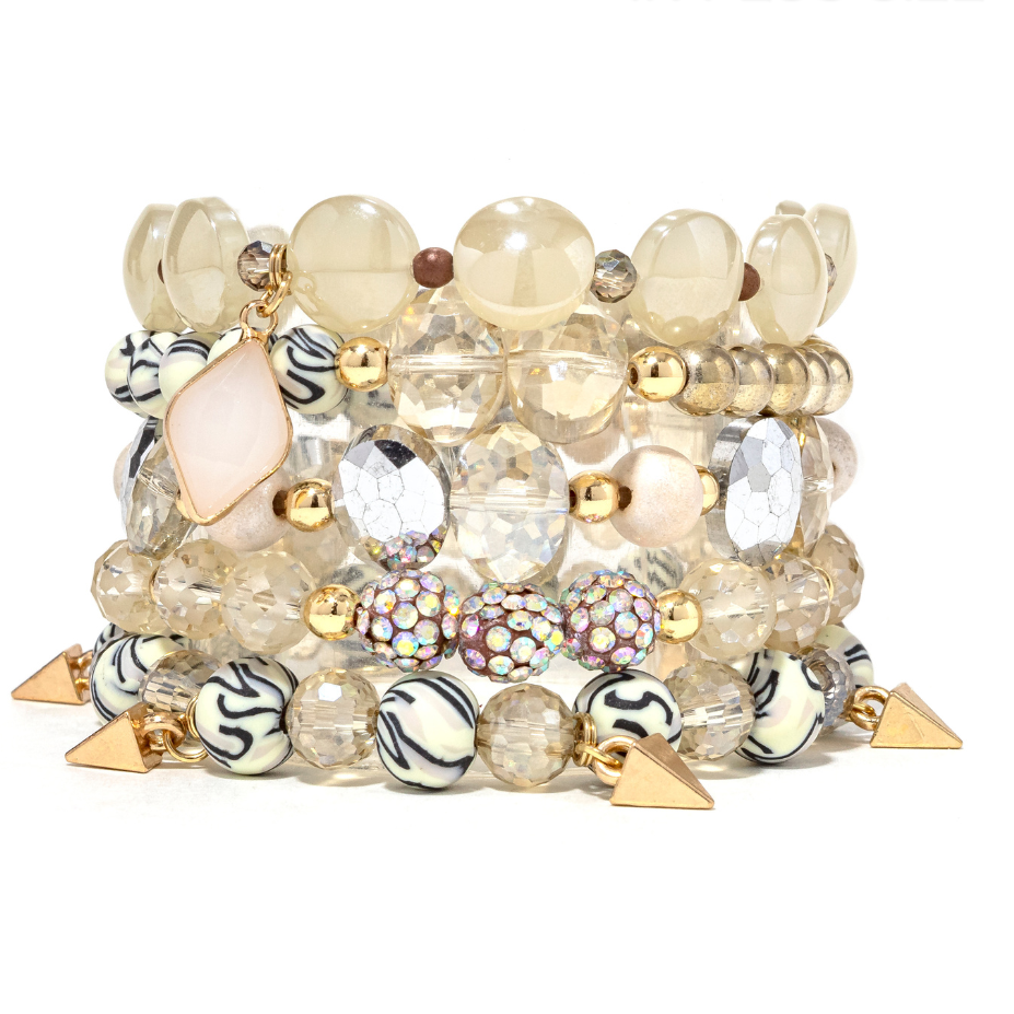 ERIMISH STRETCH BRACELETS S/5 - COCONUT