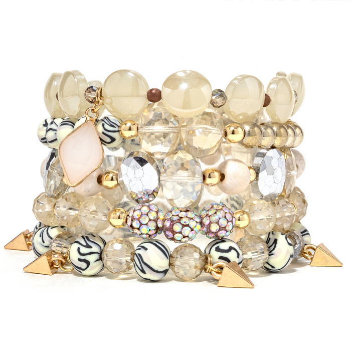 ERIMISH STRETCH BRACELETS S/5 - COCONUT