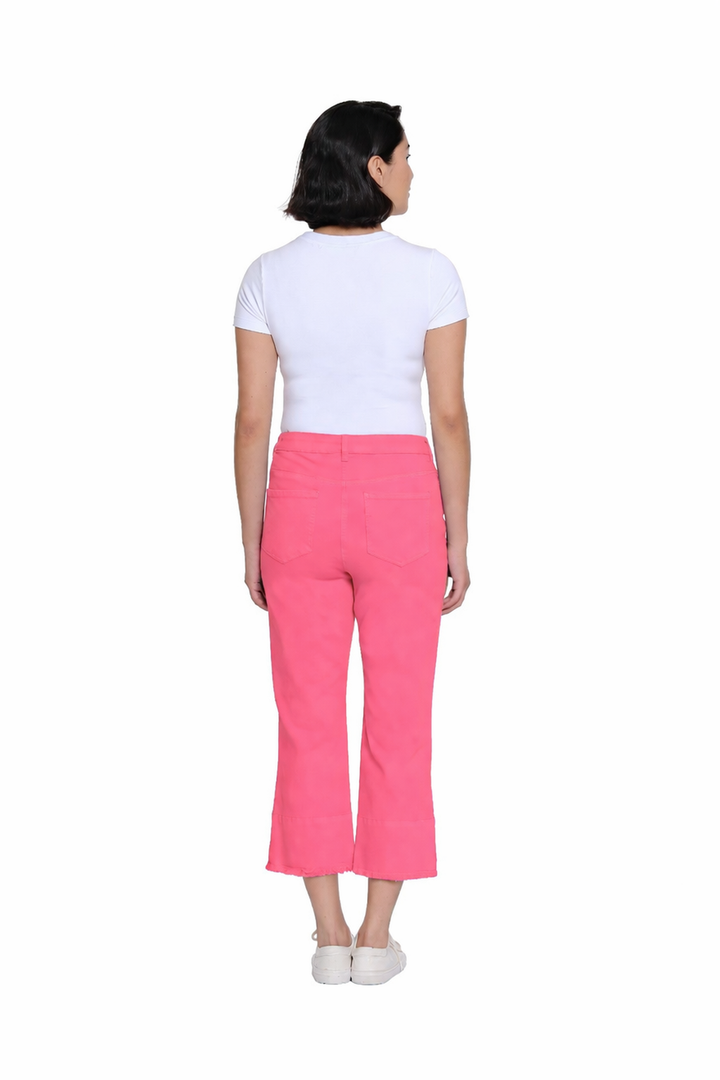 5 POCKET HI/LO HEM CROP PANTS - CORAL PINK
