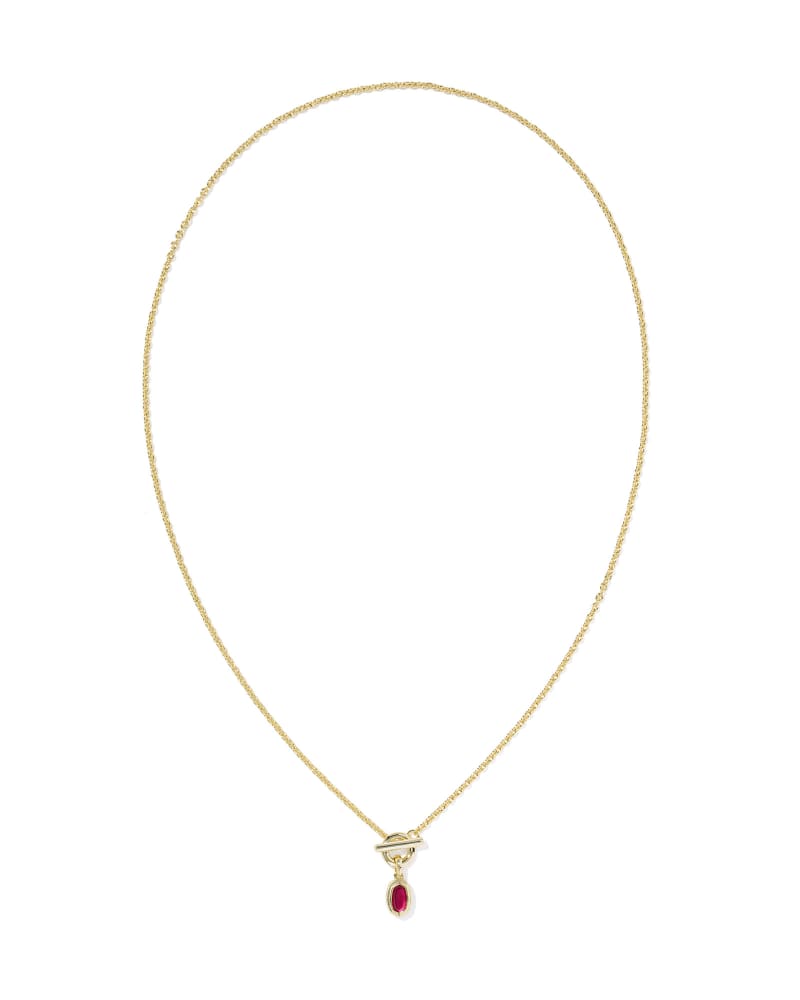 KENDRA SCOTT MINI ELISA TOGGLE SHORT PENDANT NECKLACE - GOLD CARMINE RED ILLUSION