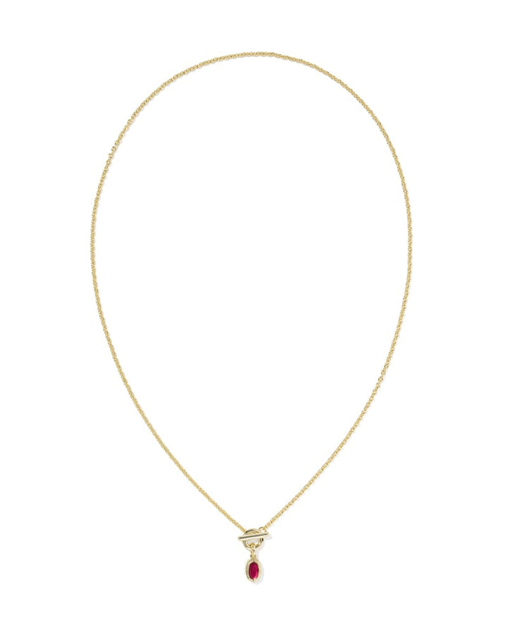 KENDRA SCOTT MINI ELISA TOGGLE SHORT PENDANT NECKLACE - GOLD CARMINE RED ILLUSION