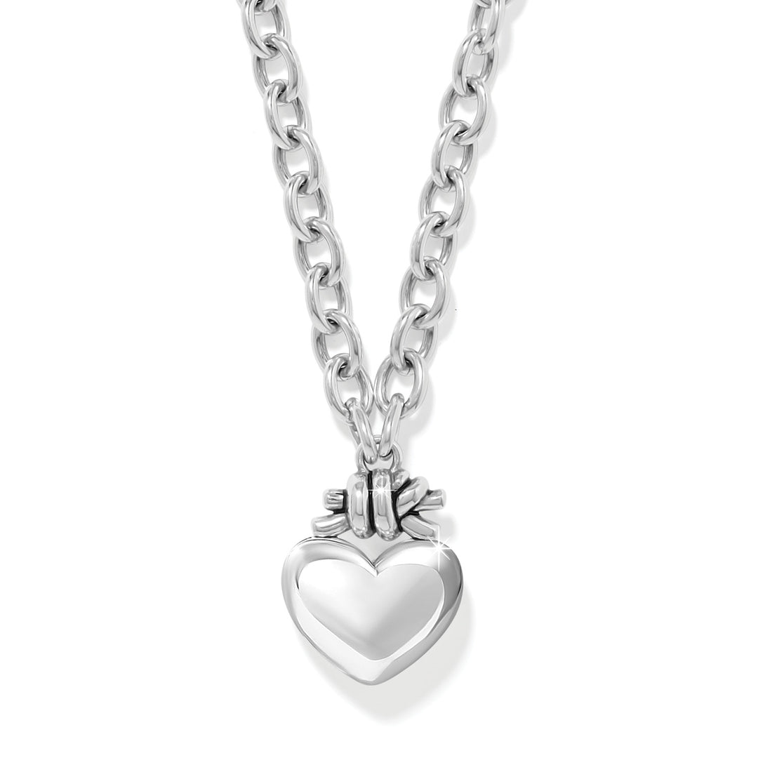 Interlok Lazo Knot Large Heart Necklace - Silver