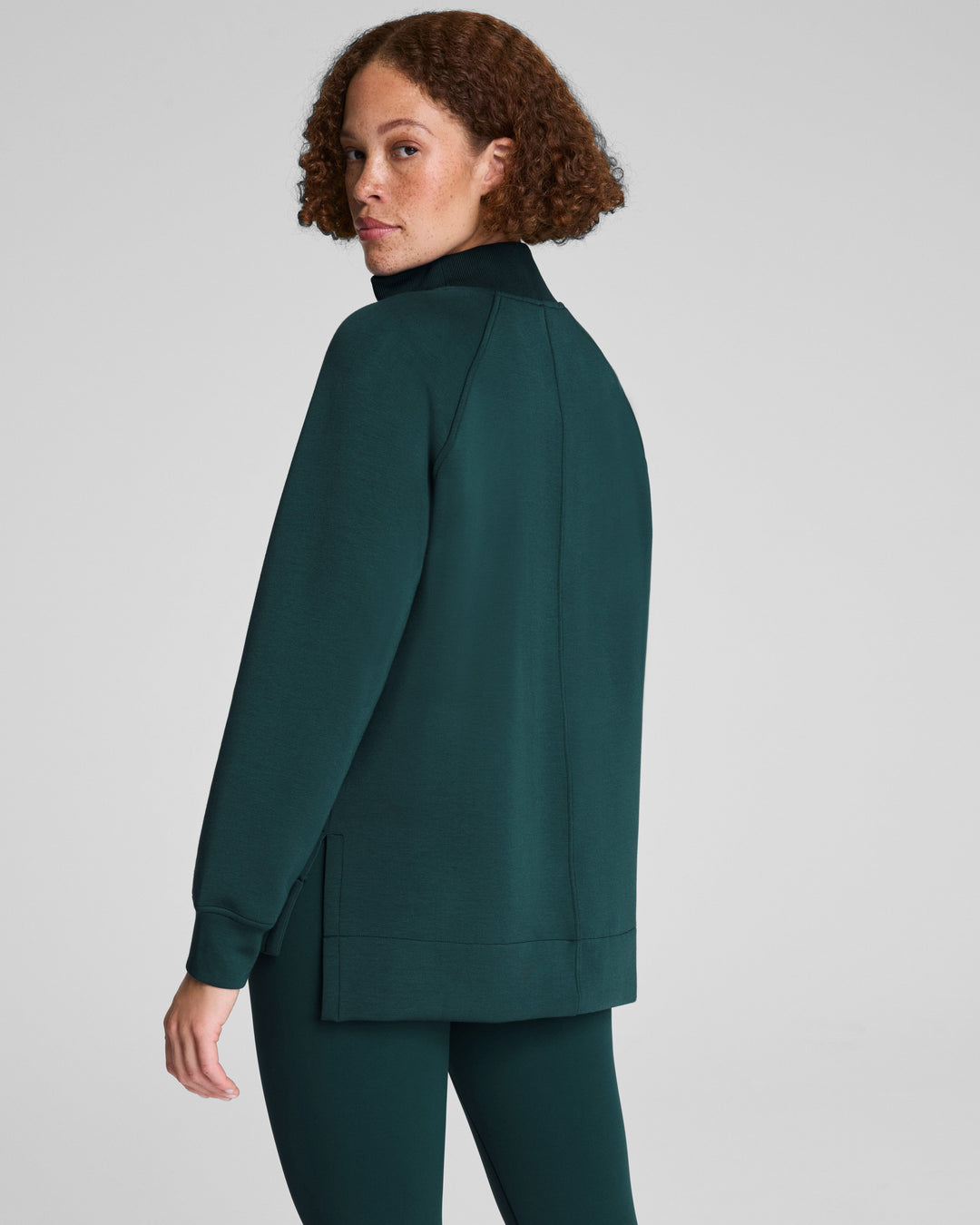 SPANX AIRESSENTIALS BRUSHED HALF ZIP TUNIC - MERIDIAN