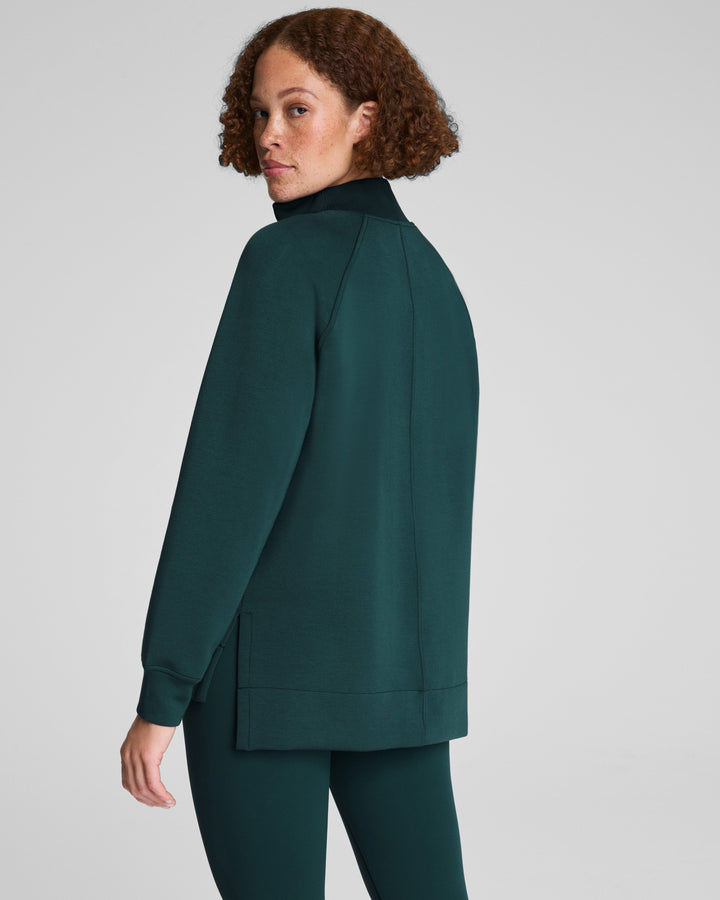 SPANX AIRESSENTIALS BRUSHED HALF ZIP TUNIC - MERIDIAN