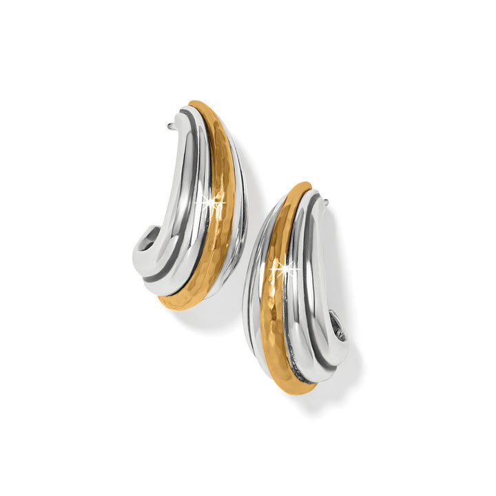 Ferrara Deco Large Hoop Earrings - Silver-Gold
