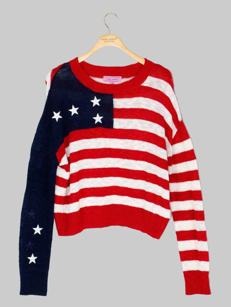 SIMPLY SOUTHERN USA KNIT SWEATER - RWB