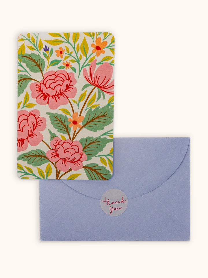 ASSORTED NOTE CARD SET W/STICKERS - SPRINGTIME BLOOMS