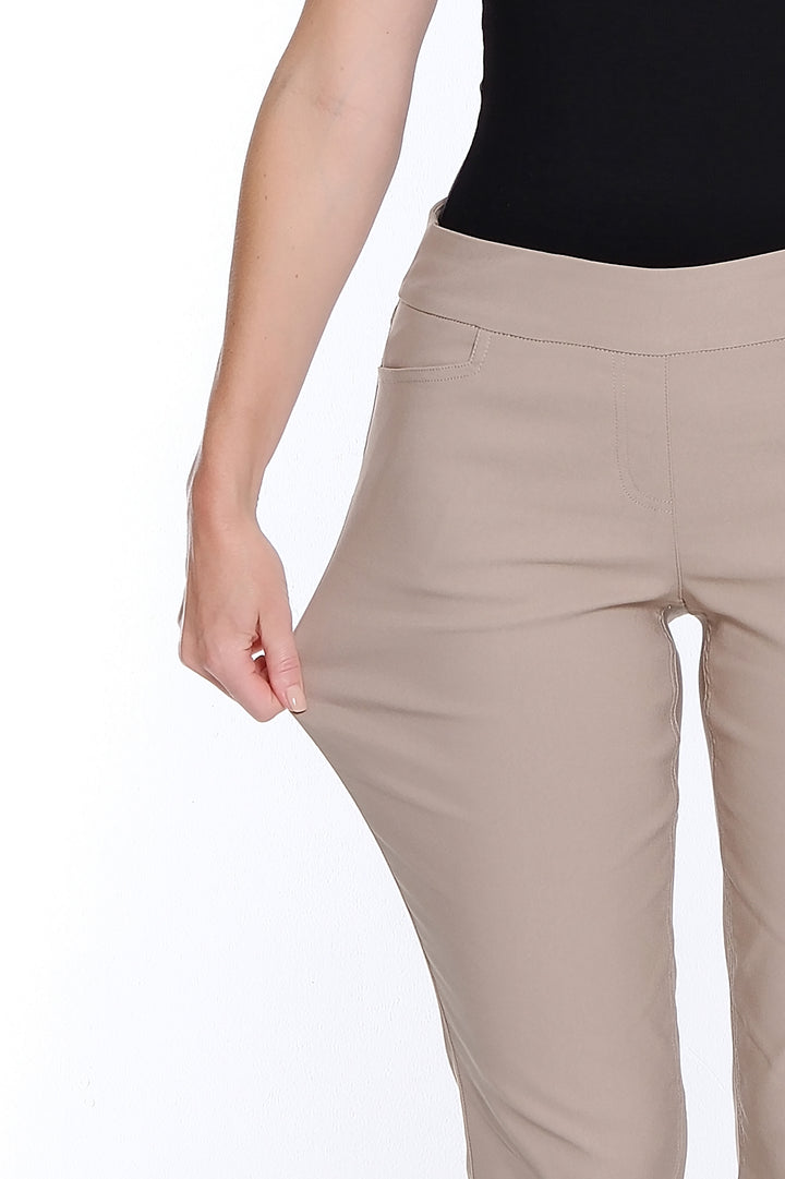 PULL ON TWILL ANKLE PANT W/FRONT & BACK POCKETS - STONE