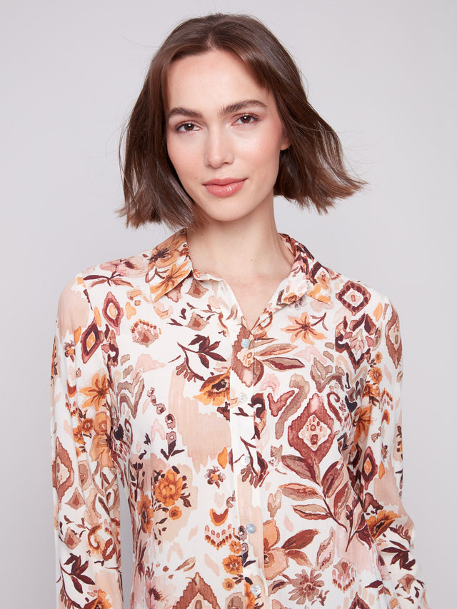 LONG SLEEVE BUTTON DOWN SHIRT - JACOBEAN