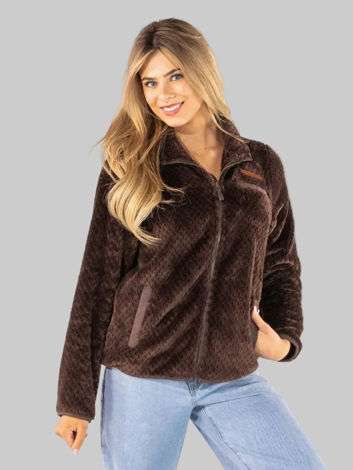 SIMPLY SOUTHERN SOFT ZIP UP JACKET - COFFEE