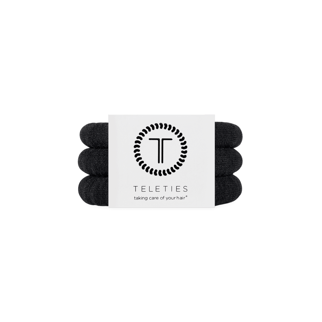TELETIES SMALL NYLON HAIR TIES S/3 - JET BLACK