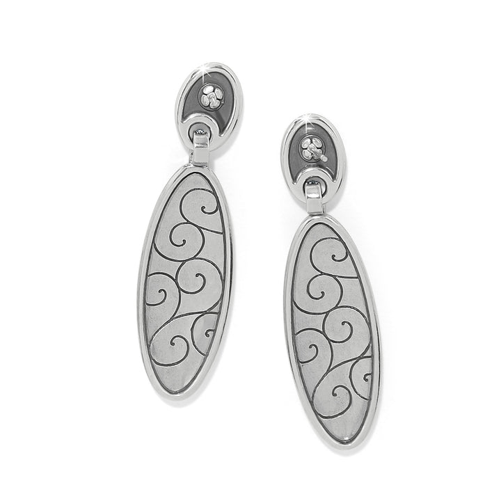 Meridian Orbit Oval Post Drop Earrings - Silver