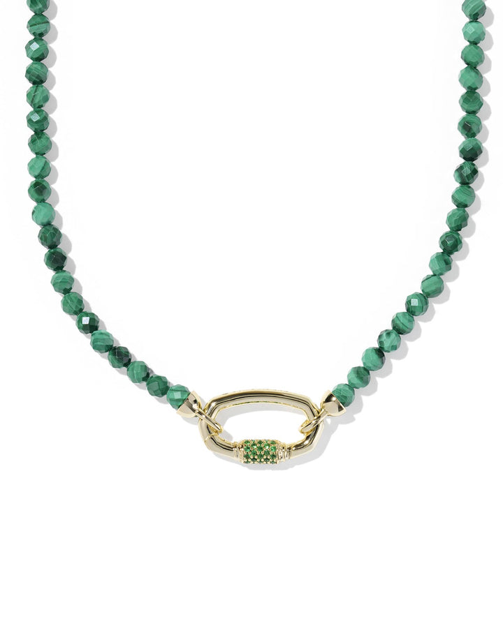 KENDRA SCOTT EMERY BEADED STRAND NECKLACE - GOLD GREEN MALACHITE