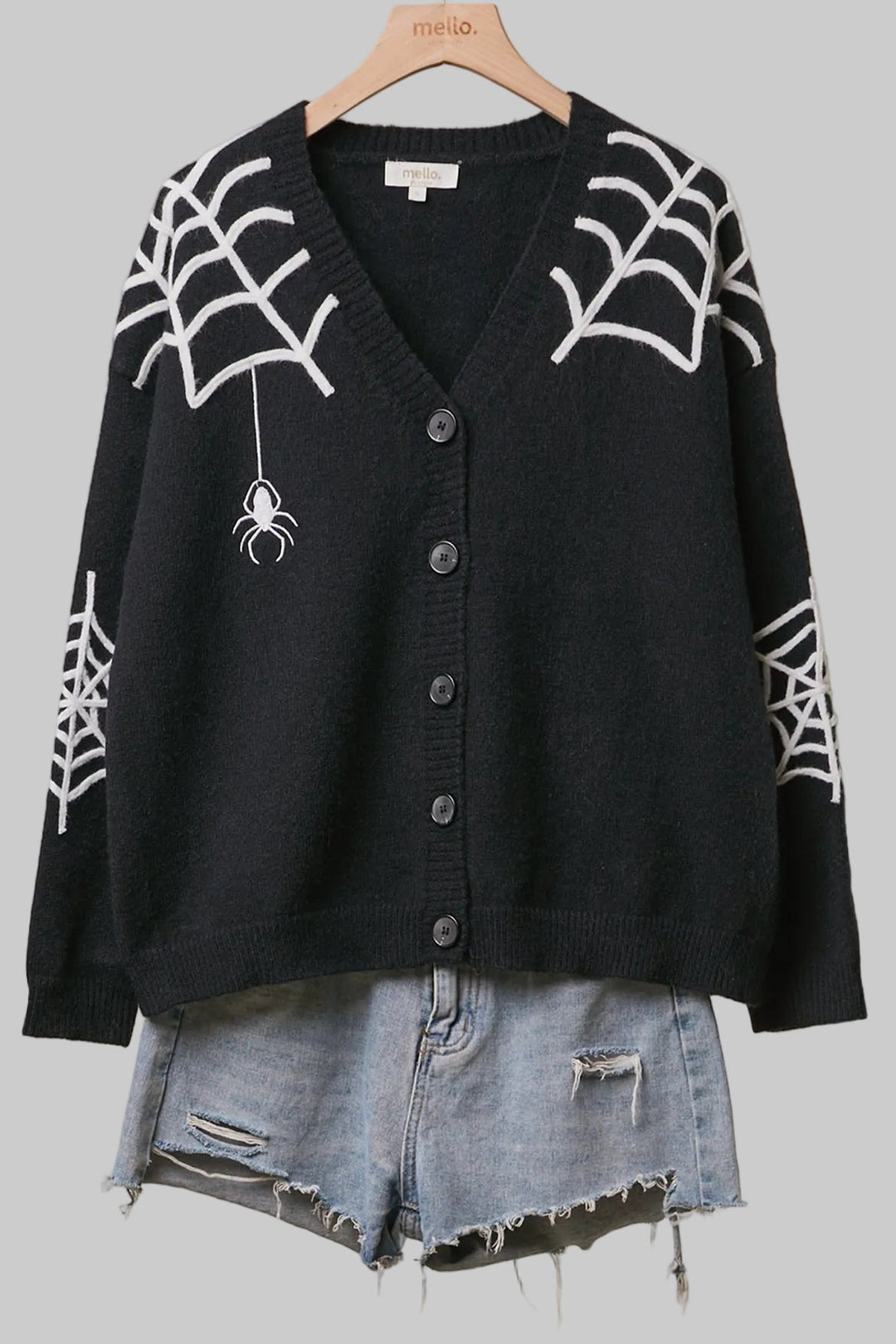 HALLOWEEN SPIDER WEB CARDIGAN - BLACK