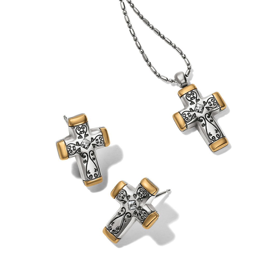 Venezia Cross Reversible Necklace - Silver-Gold