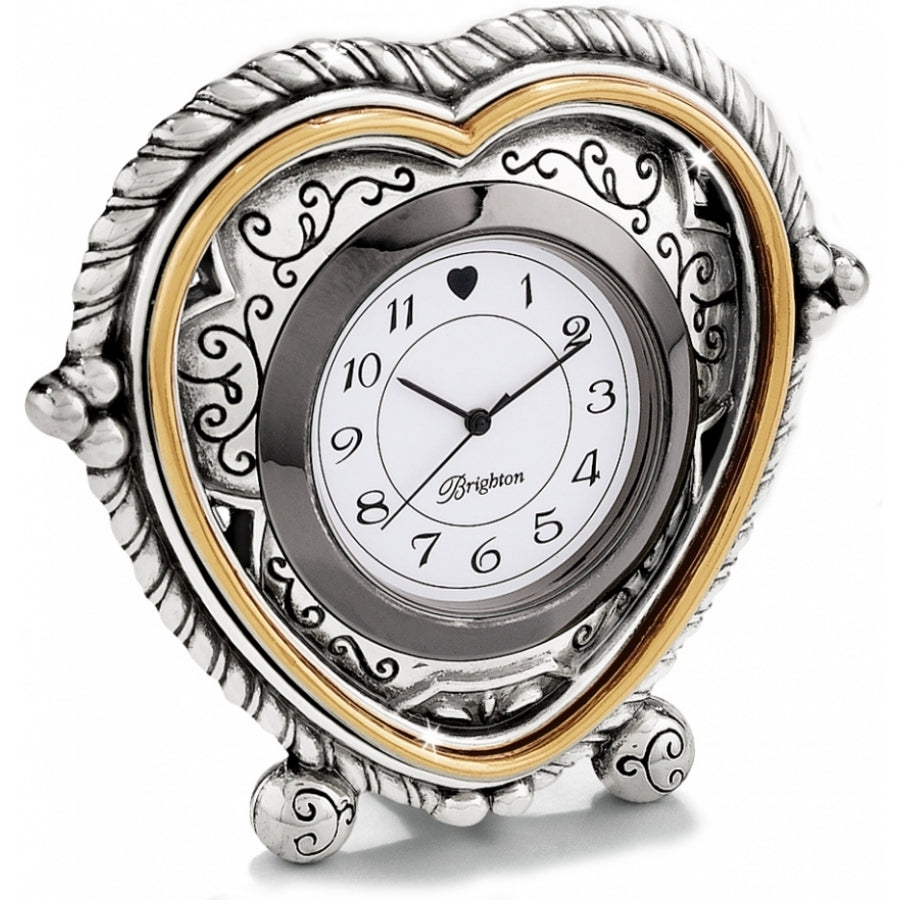 HEARTBEAT IN TIME  CLOCK - SILVER-BRASS