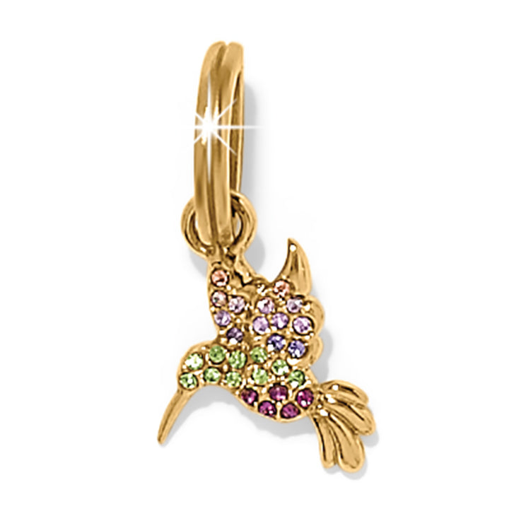 Enchanting Gem Hummingbird Charm - Gold-Multi