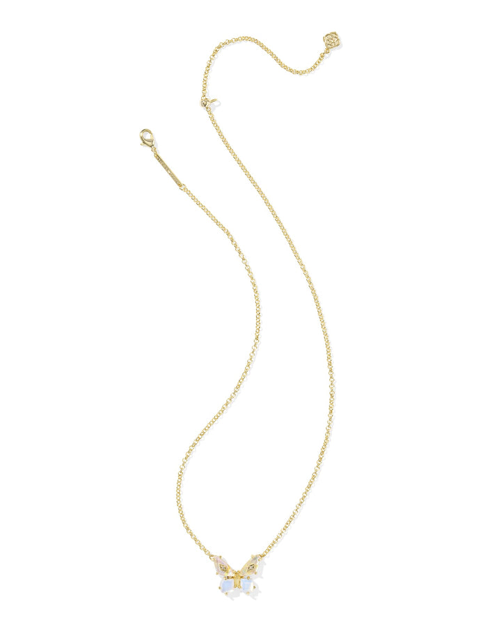 KENDRA SCOTT BIANCA BUTTERFLY SHORT PENDANT NECKLACE - GOLD IRIDESCENT WHITE MIX