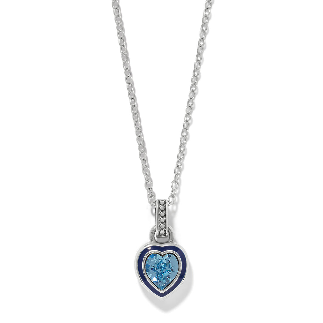 Halo Gemma Petite Heart Necklace - Silver-Aqua