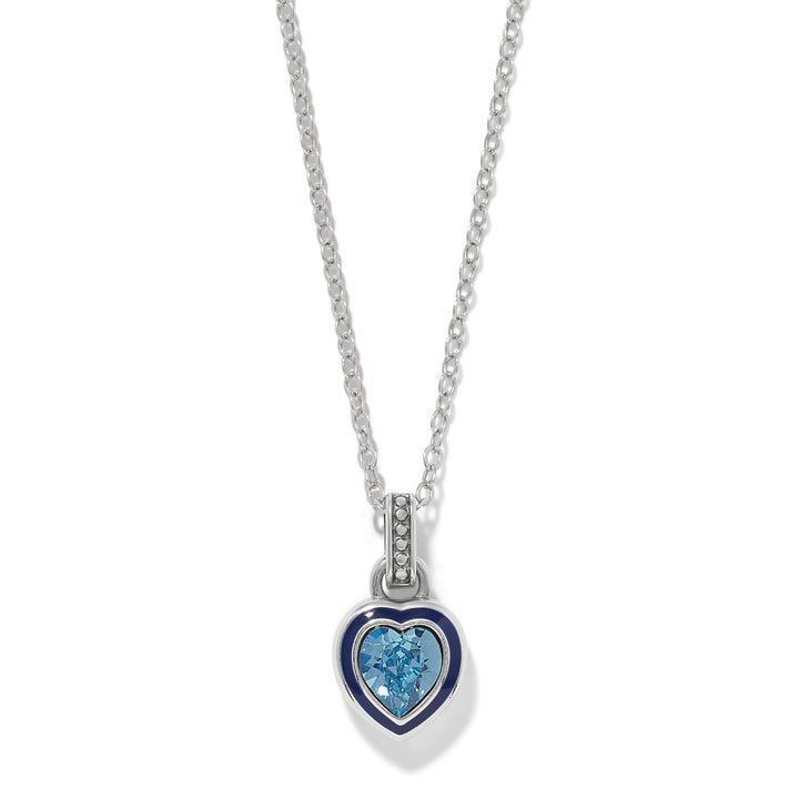 Halo Gemma Petite Heart Necklace - Silver-Aqua