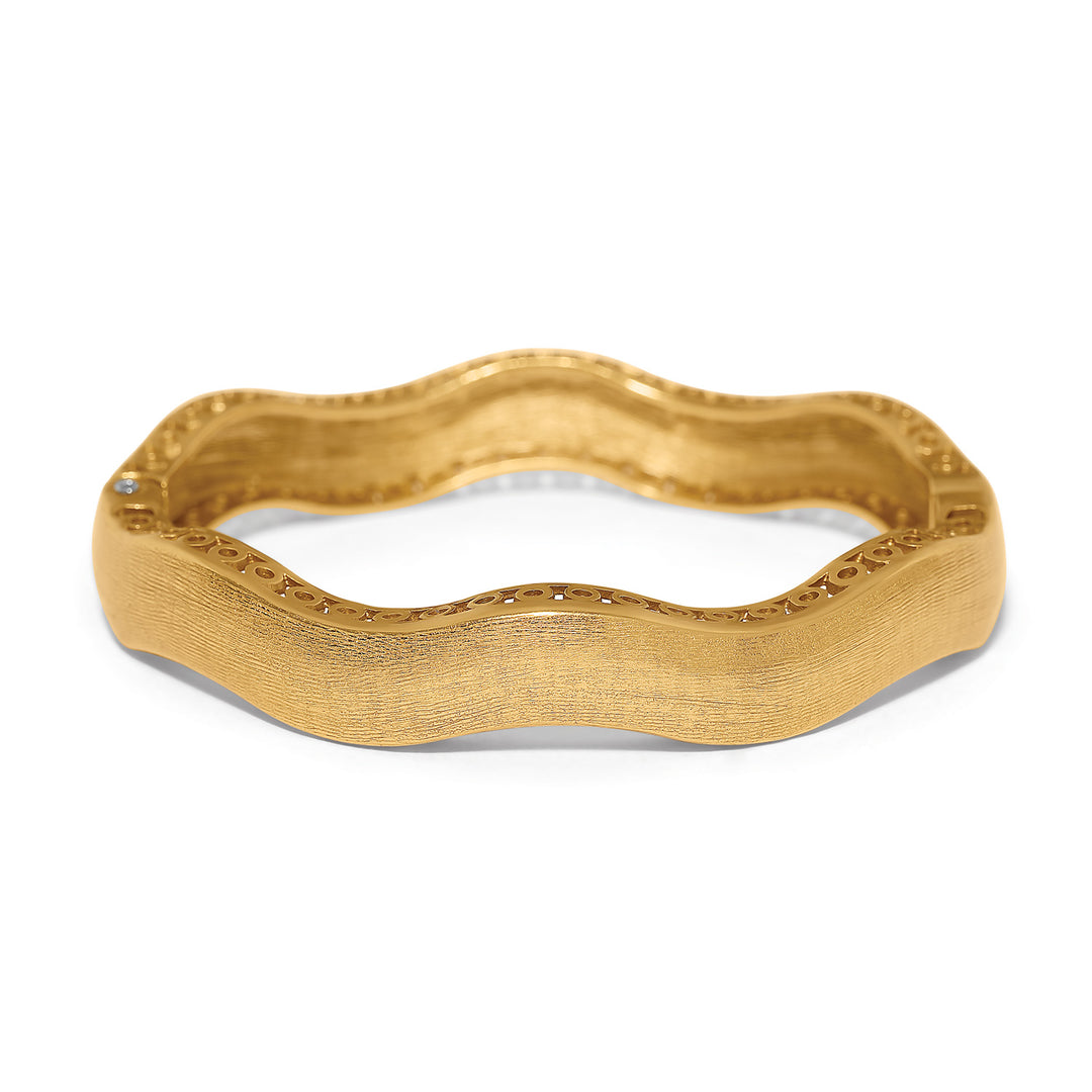 Inner Circle Wide Hinged Bangle - Gold