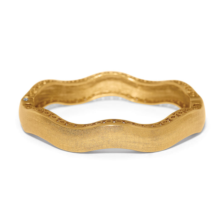 Inner Circle Wide Hinged Bangle - Gold