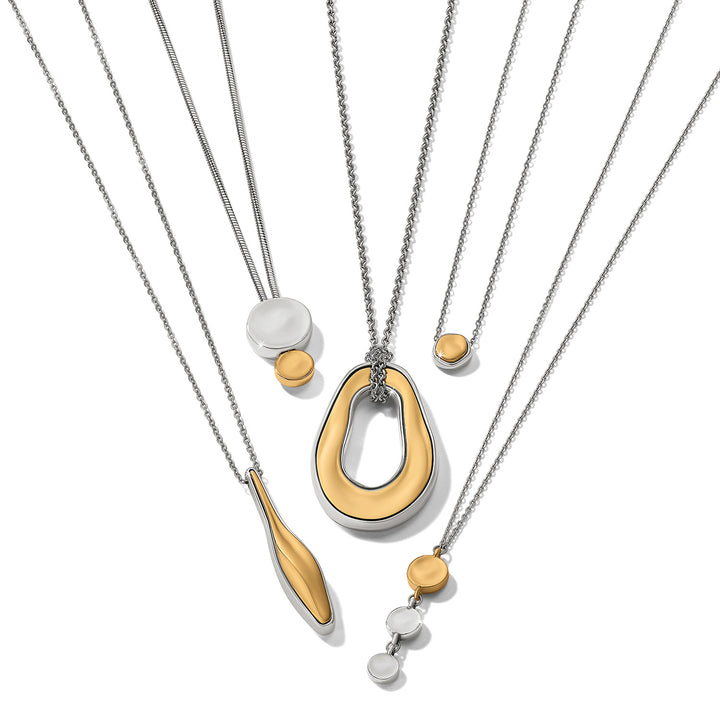 Cascade Drops Trio Necklace - Silver-Gold
