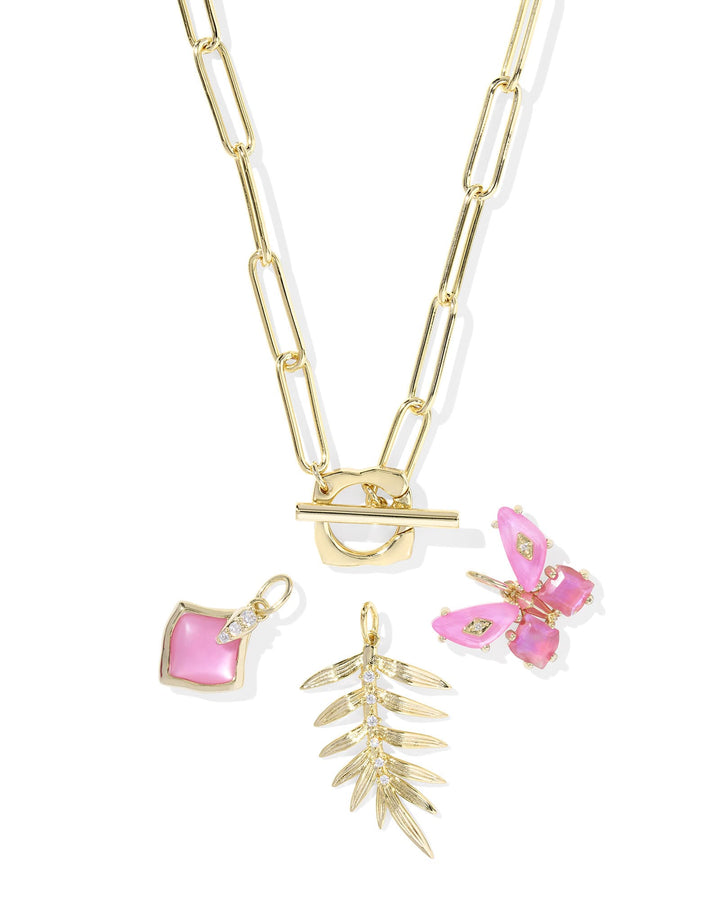 KENDRA SCOTT BIANCA BUTTERFLY CHARM NECKLACE - GOLD PINK MIX