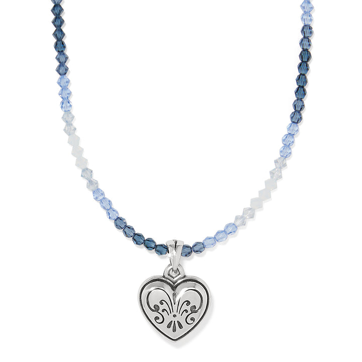 One Heart Ombre Necklace - Silver-Blue