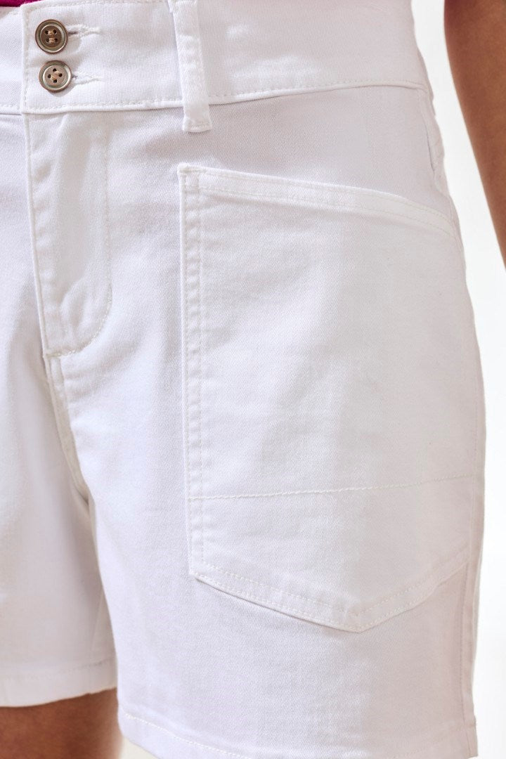FLY FRONT SHORTS W/POCKETS - WHITE