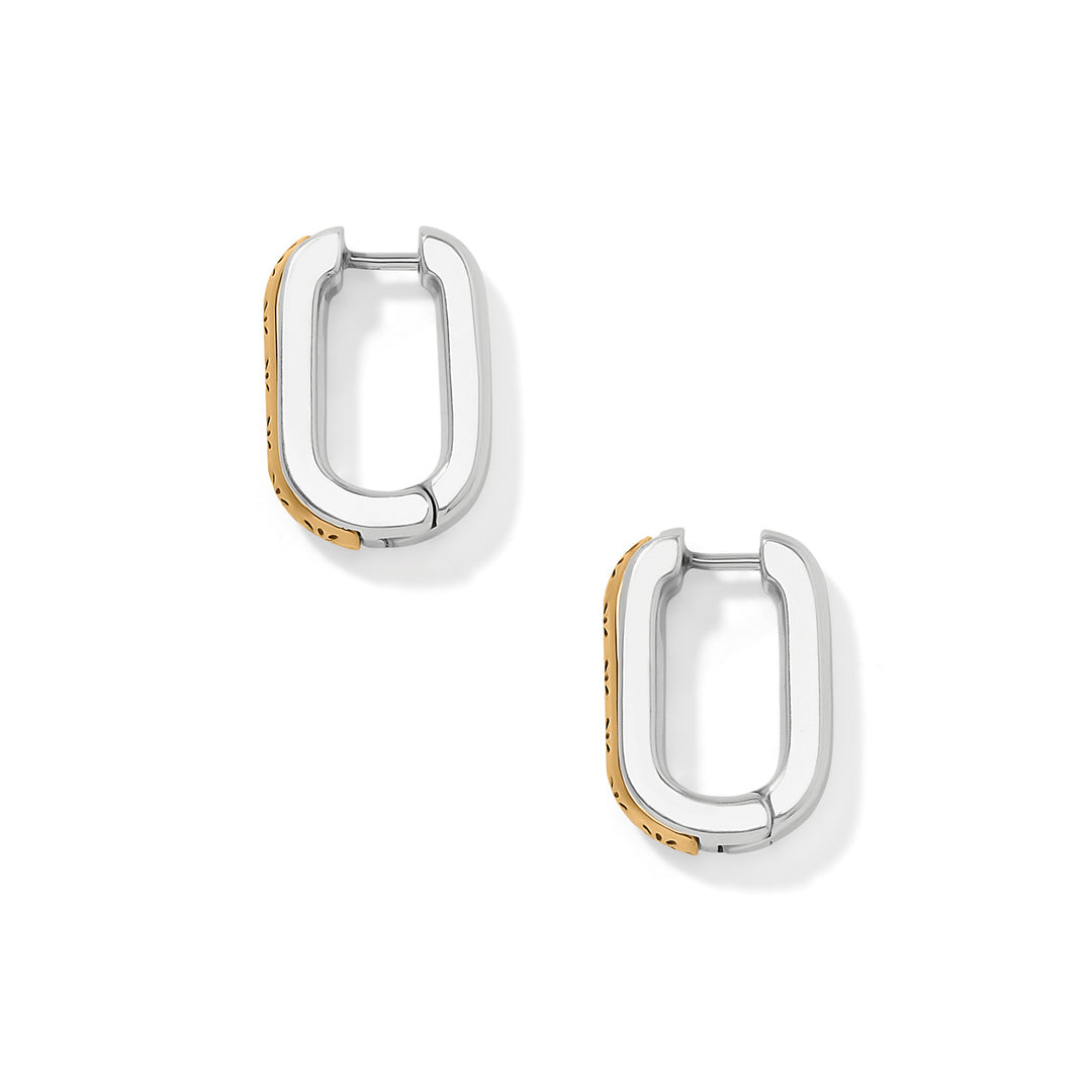 Mosaic Two Tone Hinged Hoop Earrings - Silver-Gold
