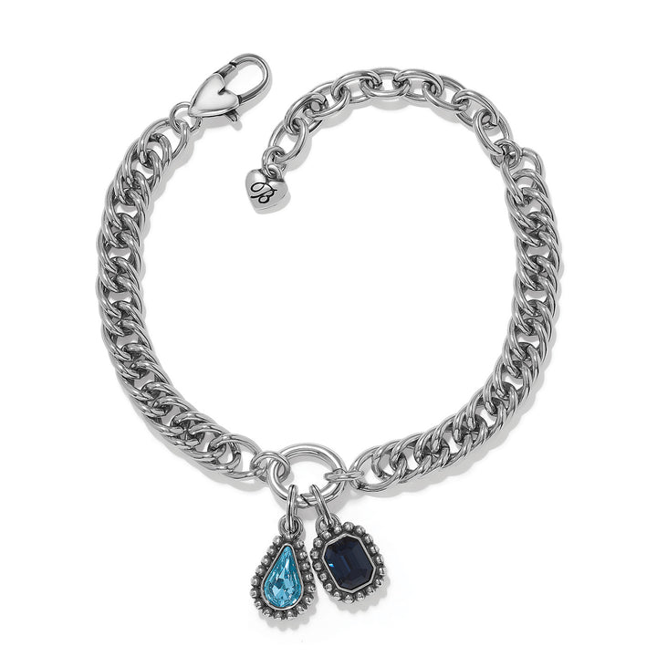Twinkle Luxe Charm Link Bracelet - Silver-Blue