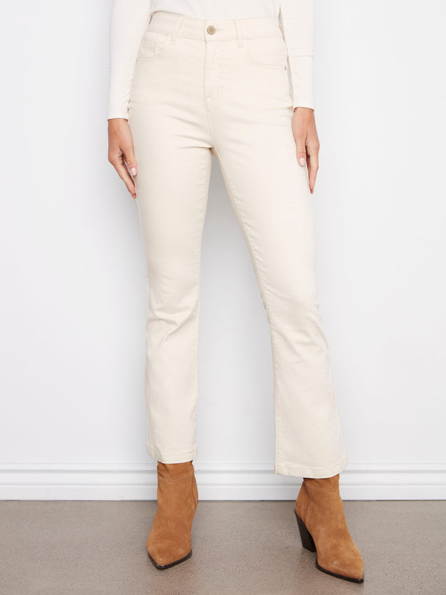 BOOTCUT FLEX TWILL PANTS - NATURAL