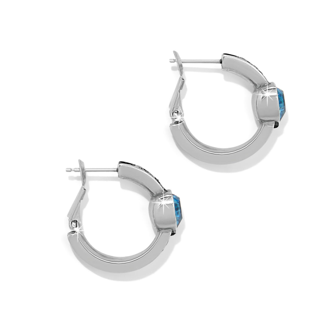 Mystery Of Love Heart Hoop Earrings - Silver-Aqua