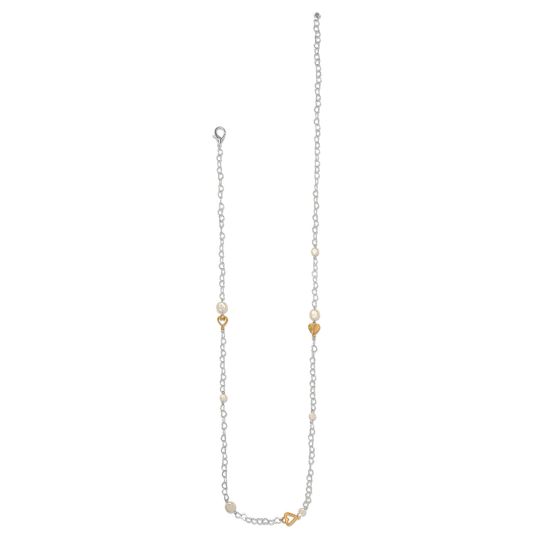 One Heart Long Necklace - Silver-Gold