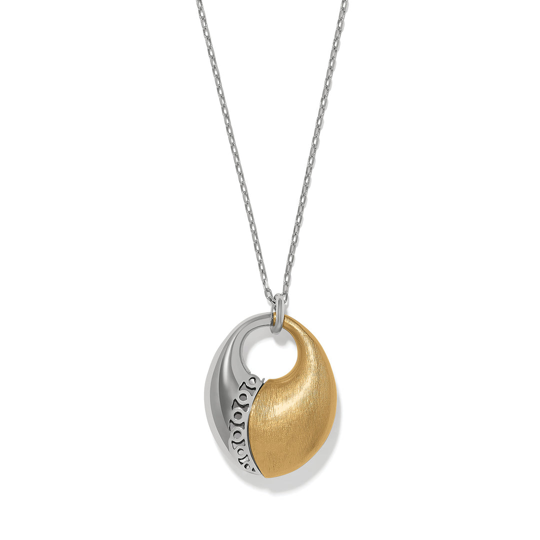 Inner Circle Oval Pendant Necklace - Silver-Gold