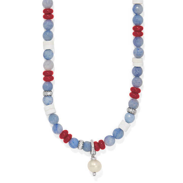 Americana Beach Pearl Charm Necklace - Silver-Multi