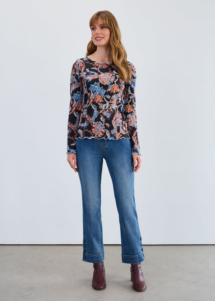 LONG SLEEVE BOAT NECK TOP - NEUTRAL