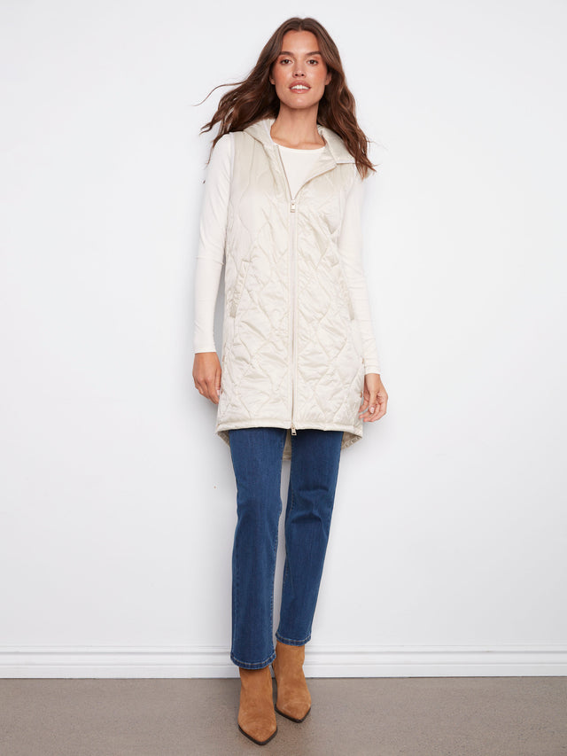 PEARLIZED LONG VEST - CHAMPAGNE