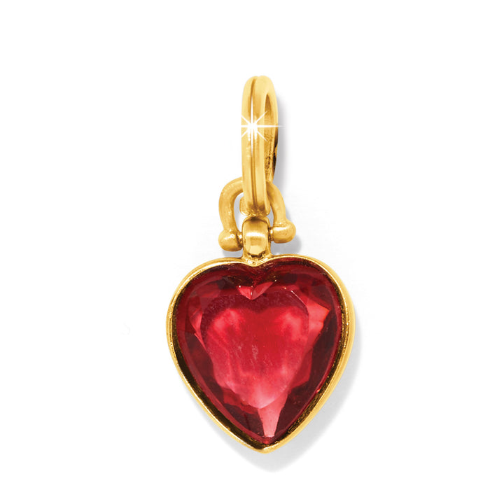 One Heart Charm - Gold-Red