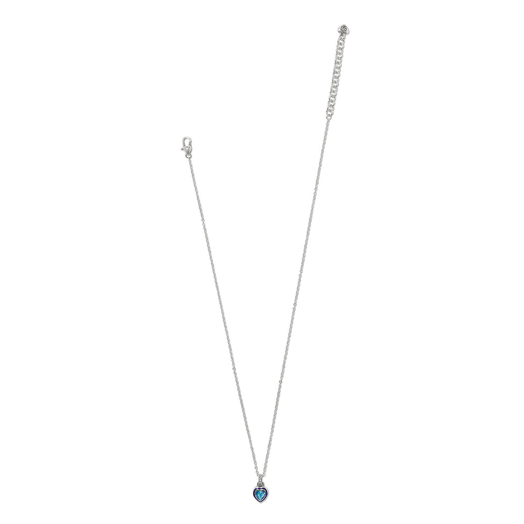 Halo Gemma Petite Heart Necklace - Silver-Aqua