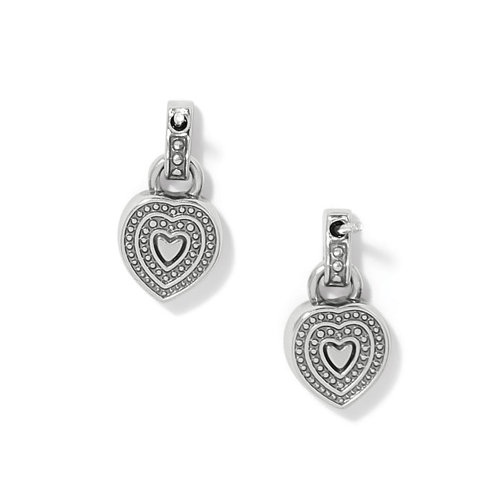 Halo Gemma Petite Heart Post Drop Earrings - Silver-Aqua