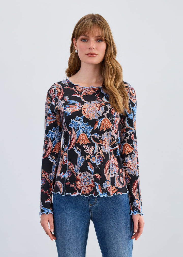 LONG SLEEVE BOAT NECK TOP - NEUTRAL