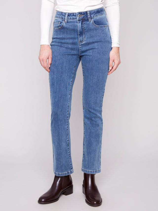 CHARLIE B BOOTCUT STRETCH DENIM PANTS - MEDIUM BLUE