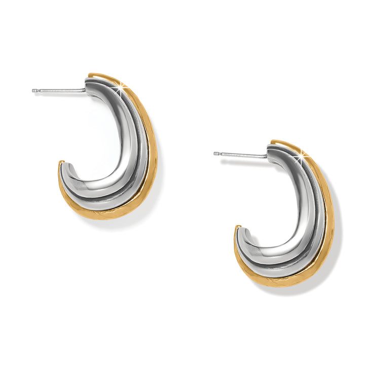 Ferrara Deco Large Hoop Earrings - Silver-Gold