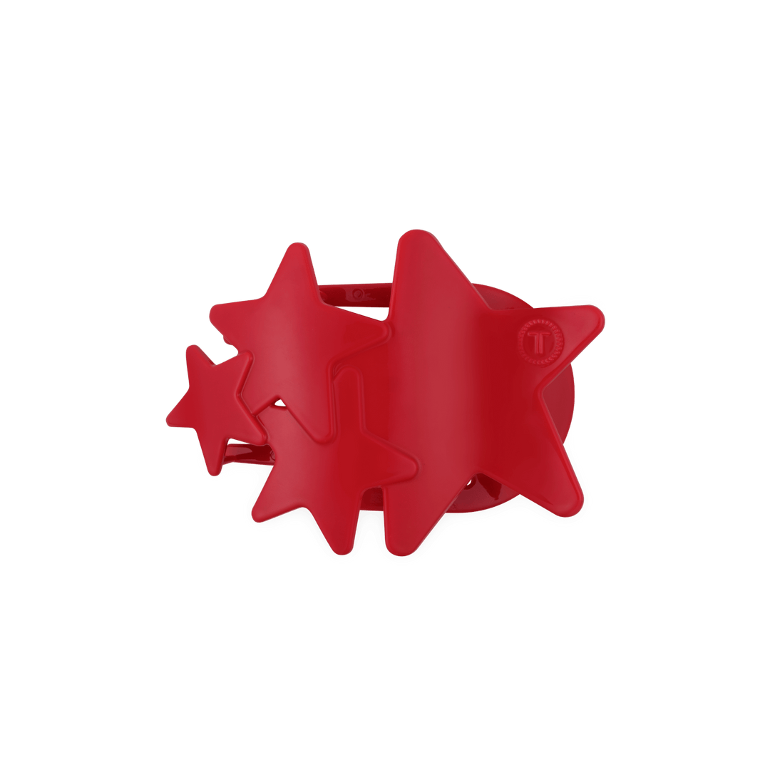 TELETIES MEDIUM FLAT HAIR CLIP - RED SHOOTING STARS